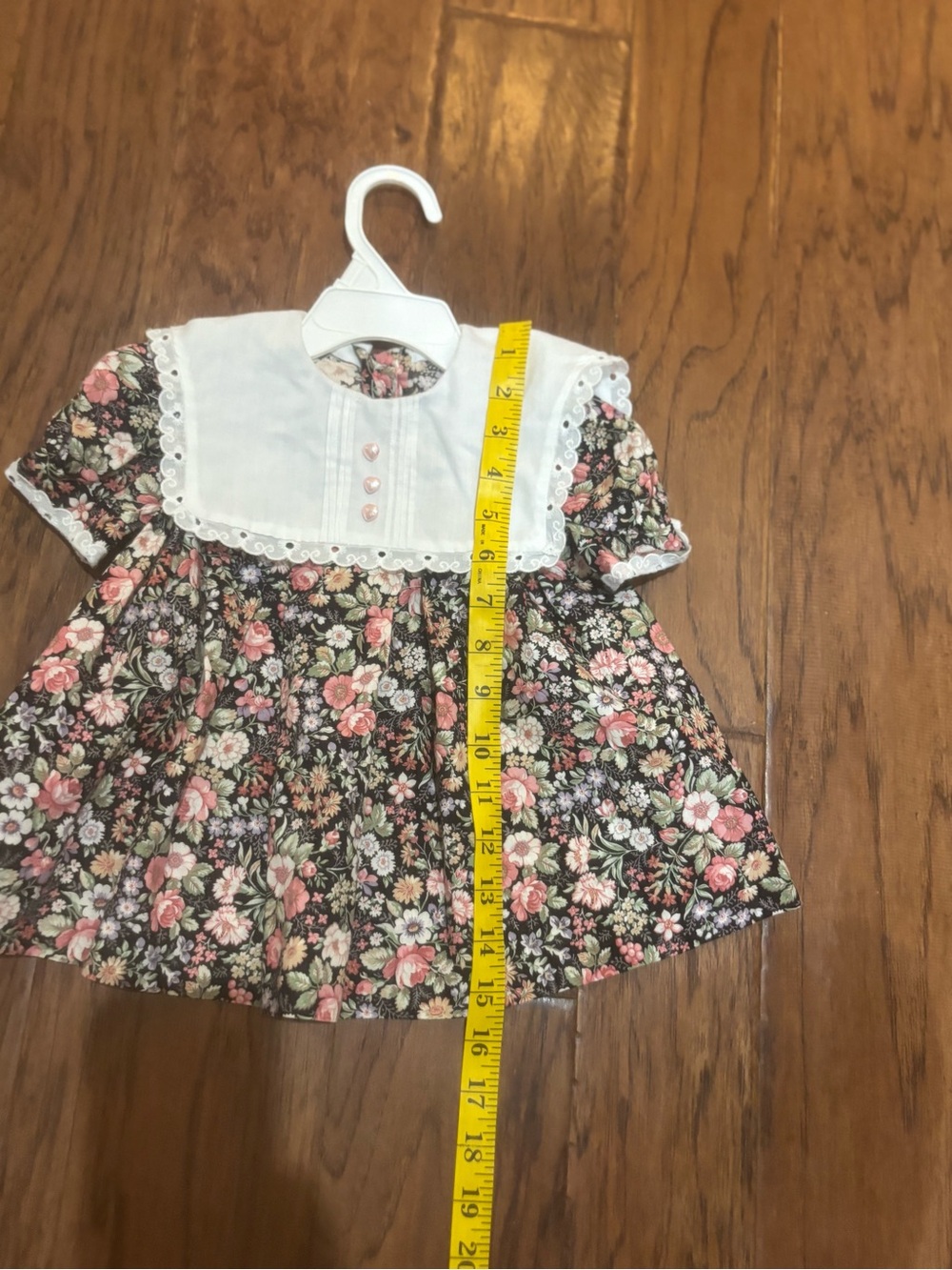 Handmade Vintage Floral Prairie Dress Cottagecore Peter Pan Collar 12-18 month - Picture 6 of 7